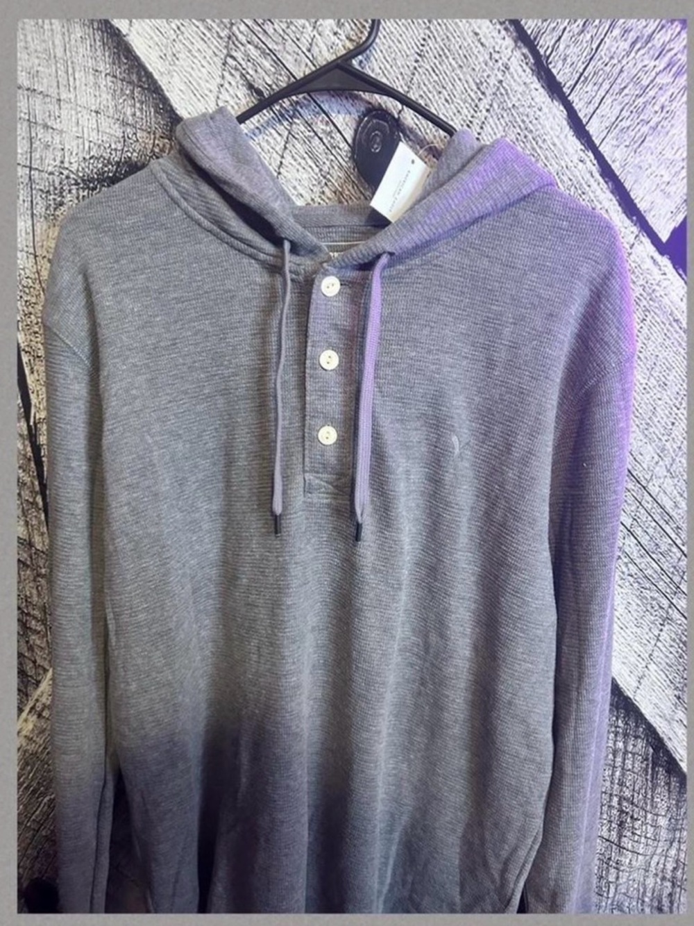 NWT American Eagle Outfitters Gray Hooded Henley Sweatshirt